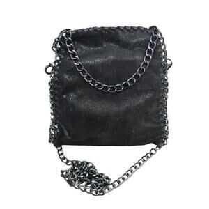 MERSI Black Faux Leather Chain Crossbody Strap Bag Purse NWT